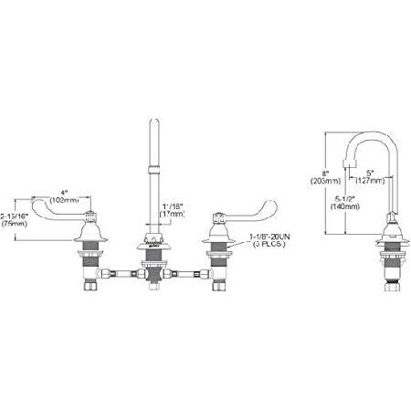 Elkay LK800GN05T4 Deck Mount WS GN 5 SPT Wrist Faucet Handle by Elkay｜rest｜03
