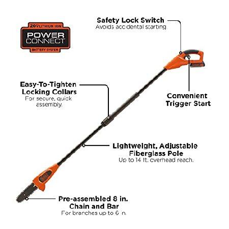 BLACK　DECKER　20V　Only　(LPP120B)　Extension　for　Pole　Trimming,　Cordless,　Saw　to　Max　Bare　14　with　Tool　ft.,　up　Tree
