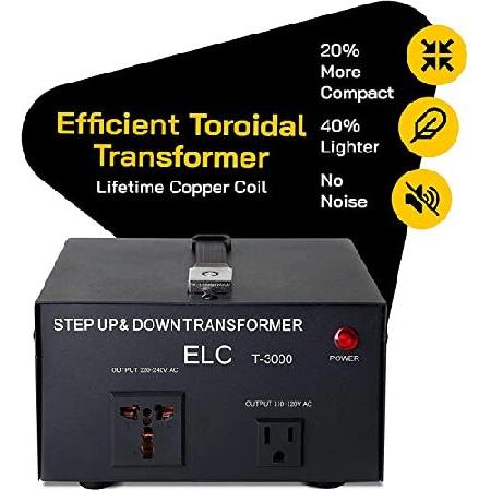ELC　T-3000　3000-Watt　Converter　Transformer　Breaker　220V　110V　Protection　[3-Years　Up　]　Down　Circuit　Voltage　Step