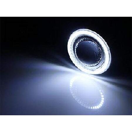 iJDMTOY 3-Inch Projector Fog Light Kit w/Silver Shroud 40-SMD Xenon White LED Halo Ring Angle Rings, Universal Fit With Car SUV Truck ATV RV, etcの画像