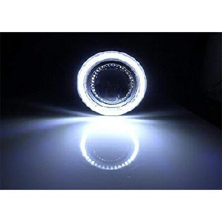 iJDMTOY 3-Inch Projector Fog Light Kit w/Silver Shroud 40-SMD Xenon White LED Halo Ring Angle Rings, Universal Fit With Car SUV Truck ATV RV, etcの画像