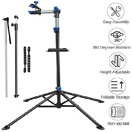 YAHEETECH プロメカニック自転車修理ワークショップスタンド 折りたたみ式メンテナンスラック ツールトレイ付き 高さ調節可能 拡張可能自転車修理ラック ロード_3