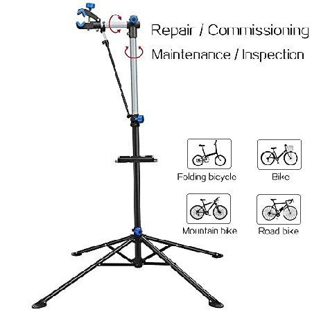 YAHEETECH プロメカニック自転車修理ワークショップスタンド 折りたたみ式メンテナンスラック ツールトレイ付き 高さ調節可能 拡張可能自転車修理ラック ロード_4