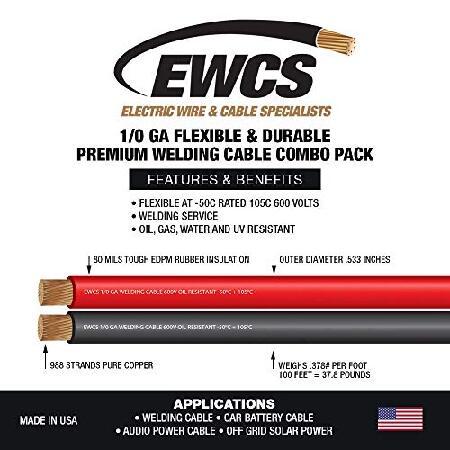 EWCS　Gauge　Premium　USA　Flexible　25　in　Volt　Red　Combo　Feet　Black　600　Each　The　Extra　Color　Cable　Made　Pack　Welding　of