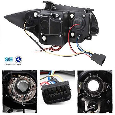 AKKON - BMW E82 E88 1シリーズ スポーツクーペ ハロゲンタイプ ブラックベゼル デュアルヘイロー プロジェクター ヘッドライトランプ ペアの画像