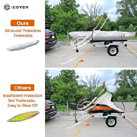 GINGER掲載商品 iCover Water Proof Heavy Duty製カヤック/カヌーカバーFits KayakまたはCanoe最大16 ft Longとビーム幅に最大36、グレーのk7303
