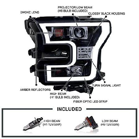 Spec-D Tuning 2LHP-F15015G-TM ブラックプロジェクターヘッドライト (レッドリム光沢、スモークレンズ付き)の画像