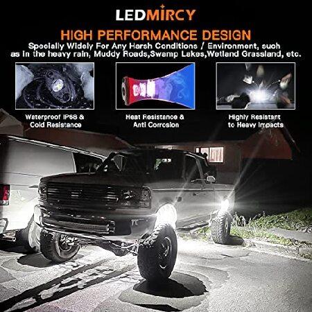LEDMIRCY LED ロックライト ホワイト 4個 Je ep オフロード トラック 自動車 ボート ATV SUV 防水 ハイパワー ネオン トレイルライト アンダーグローライト 内装の画像