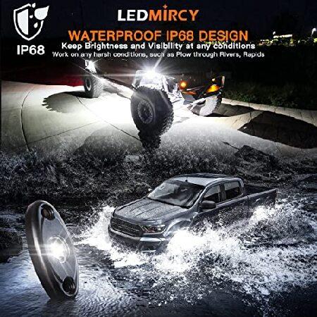 LEDMIRCY LED ロックライト ホワイト 4個 Je ep オフロード トラック 自動車 ボート ATV SUV 防水 ハイパワー ネオン トレイルライト アンダーグローライト 内装の画像