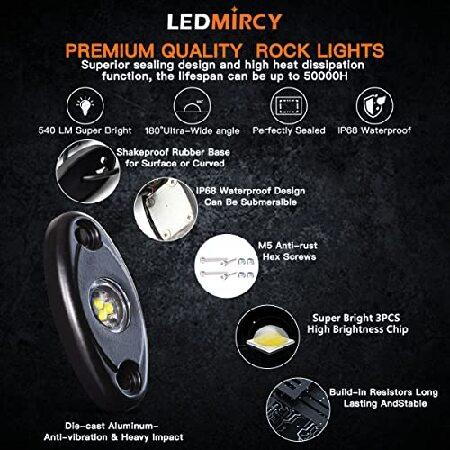 LEDMIRCY LED ロックライト ホワイト 4個 Je ep オフロード トラック 自動車 ボート ATV SUV 防水 ハイパワー ネオン トレイルライト アンダーグローライト 内装の画像