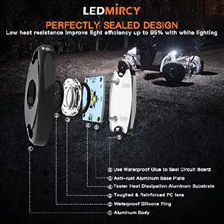 LEDMIRCY LED ロックライト ホワイト 4個 Je ep オフロード トラック 自動車 ボート ATV SUV 防水 ハイパワー ネオン トレイルライト アンダーグローライト 内装の画像