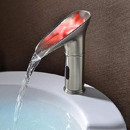 Gangang LED 自動タッチレスセンサー ウォーターフォール バスルームシンク 洗面台 温水と冷水蛇口 GG12360751F