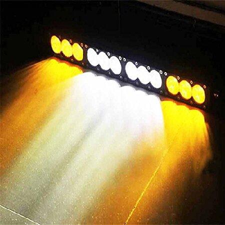 AngelMa Dual Color LED Light Bar 17inch 90W Single Row Off-Road Light Bar White Amber Yellow Spot Flood Combo LED Work Diving Light Off Road Driving Fの画像
