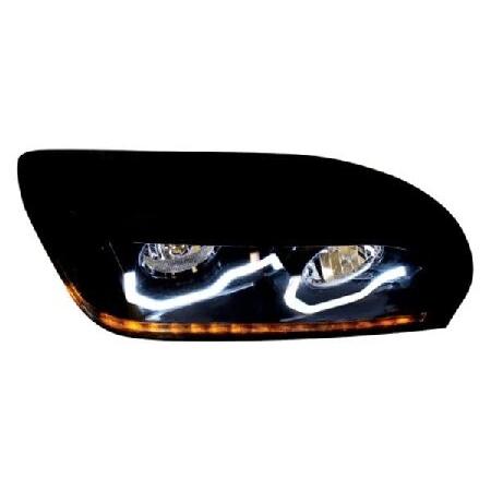 United Pacific 31206 - Headlight Assembly - Passenger Side, Black Housing, High/Low Beam, H7 / 9005 Bulb, With Led Signaの画像