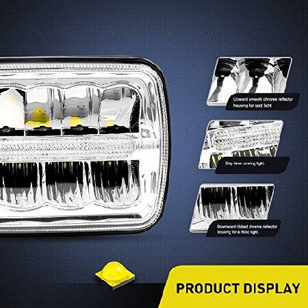 Nilight - 20014H LEDヘッドライト 7x6 長方形LEDヘッドライト 2個 45W Hi/Lo Beam DRL付き ジープラングラーYJ チェロキー XJ トラック 4X4 オフロード ヘッドの画像