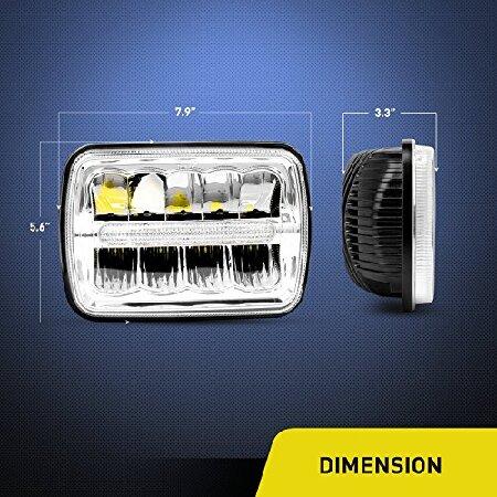Nilight - 20014H LEDヘッドライト 7x6 長方形LEDヘッドライト 2個 45W Hi/Lo Beam DRL付き ジープラングラーYJ チェロキー XJ トラック 4X4 オフロード ヘッドの画像