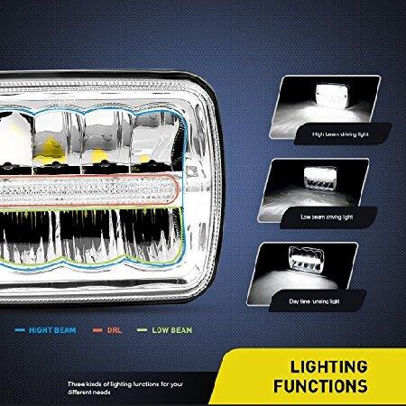 Nilight - 20014H LEDヘッドライト 7x6 長方形LEDヘッドライト 2個 45W Hi/Lo Beam DRL付き ジープラングラーYJ チェロキー XJ トラック 4X4 オフロード ヘッドの画像