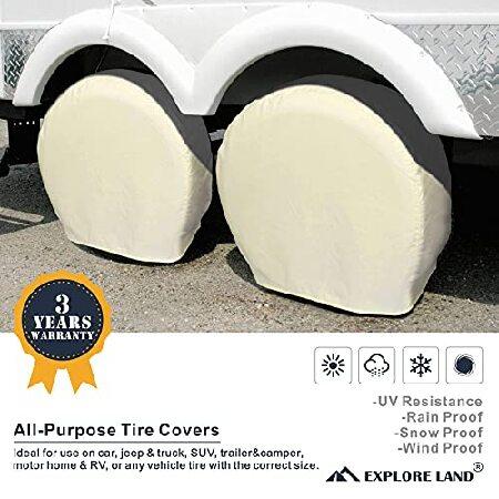 Explore　Land　Tire　Universal　Protector　Pack　Wheel　Truck,　for　Tire　inches,　29-31.75　SUV,　Covers　Fits　Trailer,　Camper,　Tire　Diameters　RV　Tough　Whit