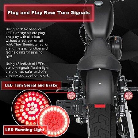 Eagle Lights 2インチ LED ウィンカーキット ハーレーダビッドソン オートバイ用 (フロント(1157) リア(1157) LED ウィンカーキット スモークレンズを追加)の画像