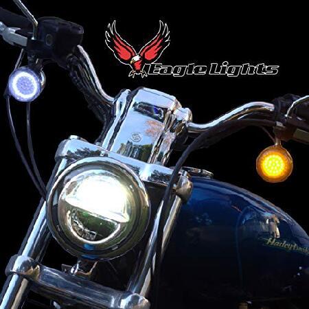 Eagle Lights 2インチ LED ウィンカーキット ハーレーダビッドソン オートバイ用 (フロント(1157) リア(1157) LED ウィンカーキット スモークレンズを追加)の画像