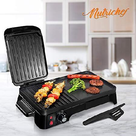 NutriChef Electric Griddle - Dual Hot Plate Cooktop Crepe Maker with Press Grill, Nonstick Coating, Rotary Temperature Control, Plug-in Operation ＆ O｜rest｜06