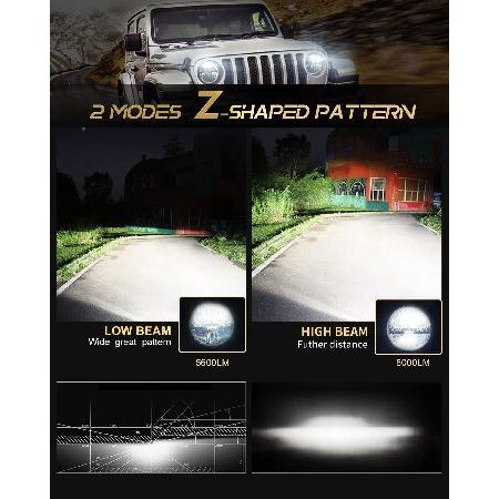 Uni-Light 丸いヘッドライト 導いたジープラングラーjk 用 7inチ2個クリー電子マーク承認6000K ハイ/ロービームランプハローTJ LJハーレーダビッドソン ユニ光j0の画像