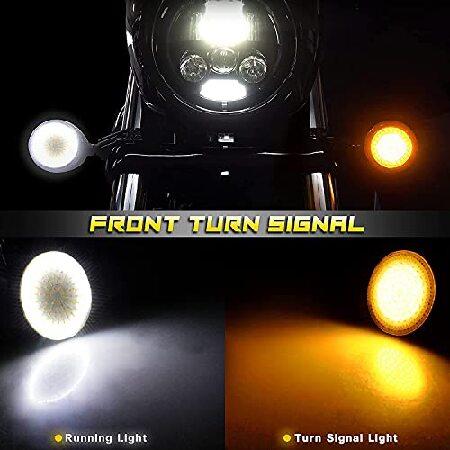 NTHREEAUTO 1157 LED Front Turn Signals 2 Inch Bullet Motorcycle Running Lights Smoked Lens Cover Compatible with Harley Dyna, Sportster, Street Glide,の画像