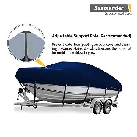 最低制限価格 Seamander トレーラー可能 ランニングボートカバー V-Hull Tri-Hull Fishing Ski プロスタイル バスボート用 フルサイズ (ネイビーブルー、長さ16~18.5フィート