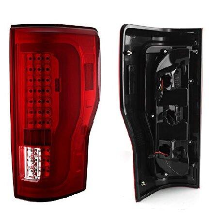 2017-19 フォード F250/F350 スーパーデューティー フルLED DRL ランプバーテールライト クロームハウジング レッドクリアレンズセットの画像