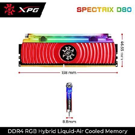 【値段交渉可：送料込】 ADATA XPG DDR4-3200MHz CL16 デスクトップPC用 メモリ SPECTRIX D80 8GB×2枚 液体冷却 RGB調光採用 筺体色 赤 AX4U320038G16-DR80 【QGW7824248038】(28200円)