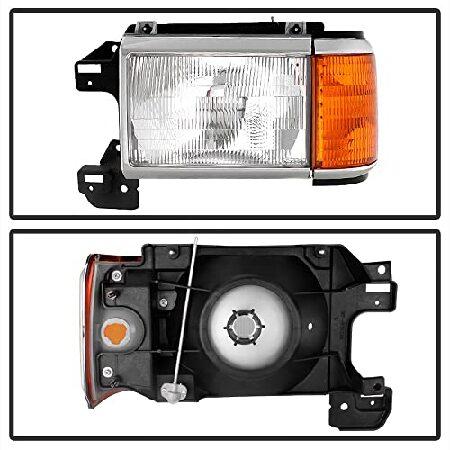 ACANII - 1987-1991 Ford Bronco F150 F250 トラックヘッドライトクロームトリムヘッドランプ ペアセット 運転席+助手席側の画像