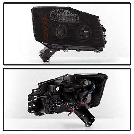 ACANII - For Black Smoke For 2004-2015 Nissan Titan 05-07 Armada LED Projector Headlights Driver + Passenger Side