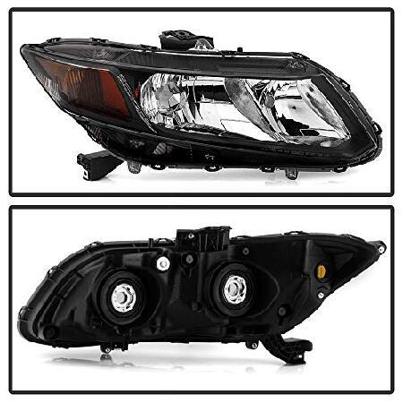 ACANII - 2012-2015 ホンダ シビック セダン 12 13-15 クーペ ヘッドライト ブラック ヘッドランプ 交換用ドライバー＆助手席側の画像