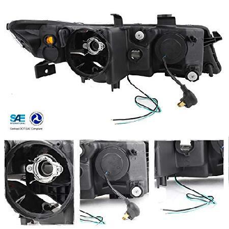 AKKON - 2004-2008 アキュラ TSX CL9 LEDチューブプロジェクター フロントブラックヘッドライト ヘッドランプ ペア交換用の画像