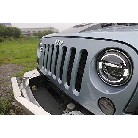 7 Inch LED Projectors Headlights Round Headlight Daytime Running Light with Amber Turn Lights 50W for J eep Wrangler JK 2007-2018, 2Pcs（DOT Approvedの画像