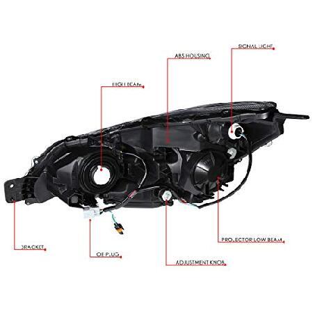 DNA Motoring ブラックアンバー HL-OH-SLEG13-BK-AM ペア OEスタイルプロジェクター HL-OH-SLEG13-BK-CL1の画像