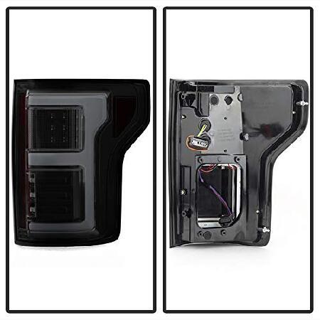 ACANII - 2015 2016 2017 Ford F150 ブラインドスポットセンサー付き ブラック スモーク フルLEDライトチューブ テールライト ブレーキランプ ペアの画像