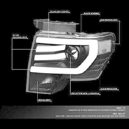 ブランド登録なし - デオキシリボ核酸 MOTORING HL-3D-F15009-BK-CL1 有りの実 3D LED DRL プロジェクターヘッドライトランプセット 取り替えっこ用