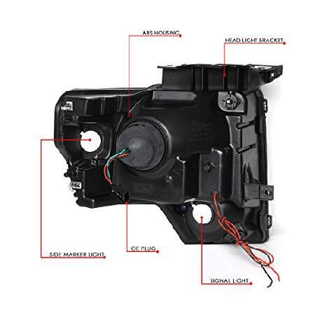 ブランド登録なし - デオキシリボ核酸 MOTORING HL-3D-F15009-BK-CL1 有りの実 3D LED DRL プロジェクターヘッドライトランプセット 取り替えっこ用