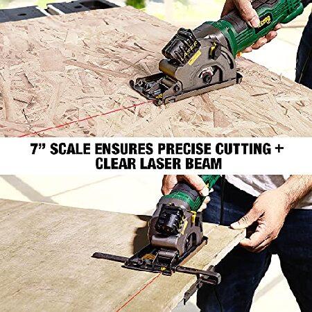 Mini　Circular　Saw,　with　Soft　Woods,　Saw,　TECCPO　3700RPM,　Vacuum　Tile　Port,　Laser　Blades　Cutting　Ruler,　Compact　for　Circular　Guide,　4.8Amp　and　Scale