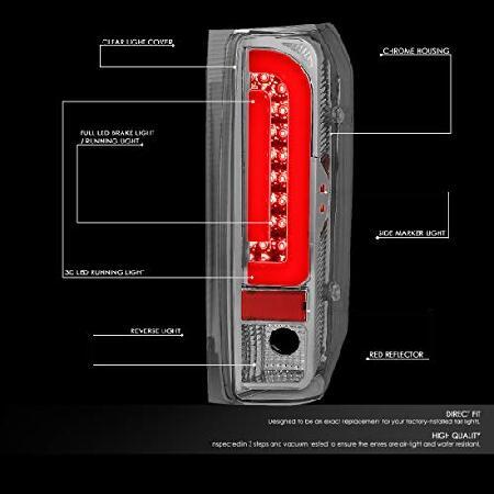 DNA Motoring TL-F15094-LED-RD3D-CH-CL ペア レッド 3D LED バー チューブ テールライト リアブレーキランプセット 交換用の画像