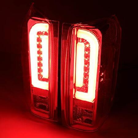 DNA Motoring TL-F15094-LED-RD3D-CH-CL ペア レッド 3D LED バー チューブ テールライト リアブレーキランプセット 交換用の画像