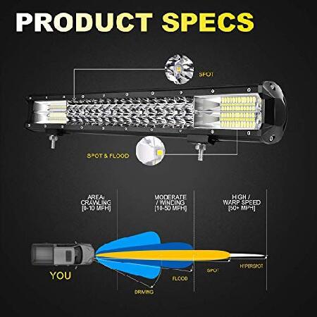 TURBO SII 20 Inch LED Light Bar 288W Triple Row 28800LM Spot Flood Combo Offroad Driving Light 4P 4 Inch 60W Led Cube Lights W/3-leads Wiring Harnessの画像