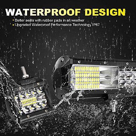 TURBO SII 20 Inch LED Light Bar 288W Triple Row 28800LM Spot Flood Combo Offroad Driving Light 4P 4 Inch 60W Led Cube Lights W/3-leads Wiring Harnessの画像