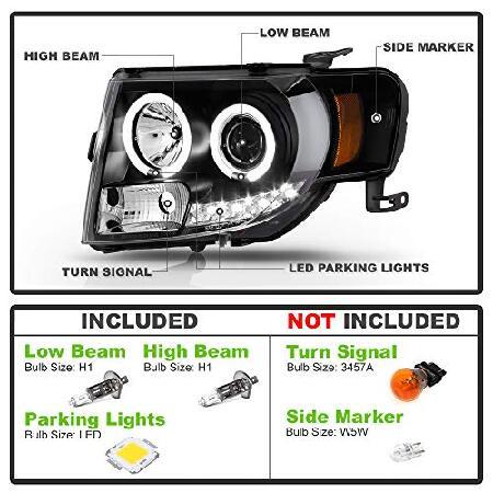 ACANII - For 2008-2012 Ford Escape LED Halo Black Housing Projector Headlights Headlamps, Driver ＆ Passenger Sideの画像