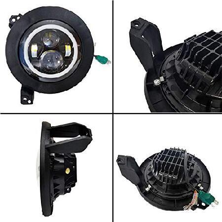 LED RGB 色が変わるプロジェクターヘッドライト ヘッドランプ ジープラングラー JL グラディエーター2018年以降に対応 工場製ハロゲンランプ付きの画像