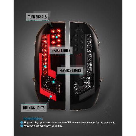 AUTOWIKI 2014-2020 トヨタ タンドラ DRL テールランプ ブラックハウジング スモークレンズ 2個_2