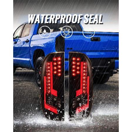 AUTOWIKI 2014-2020 トヨタ タンドラ DRL テールランプ ブラックハウジング スモークレンズ 2個_4