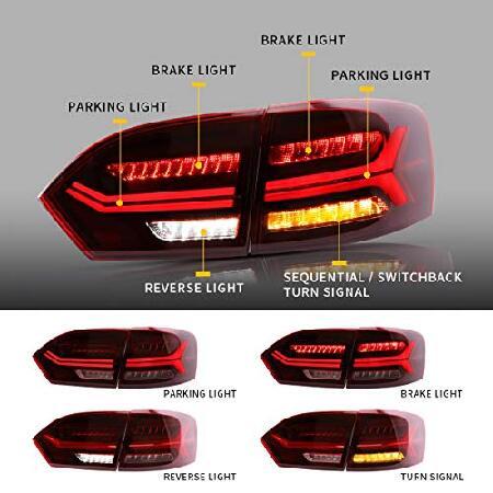 VLAND LED Smoked Tail Lights Compatible for [2012-2014 Volkswagen Jetta ＆ 2012-2015 Volkswagen Sagitar] Rear Lamps Assembly With Sequential Turn Signの画像