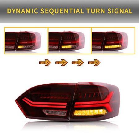 VLAND LED Smoked Tail Lights Compatible for [2012-2014 Volkswagen Jetta ＆ 2012-2015 Volkswagen Sagitar] Rear Lamps Assembly With Sequential Turn Signの画像